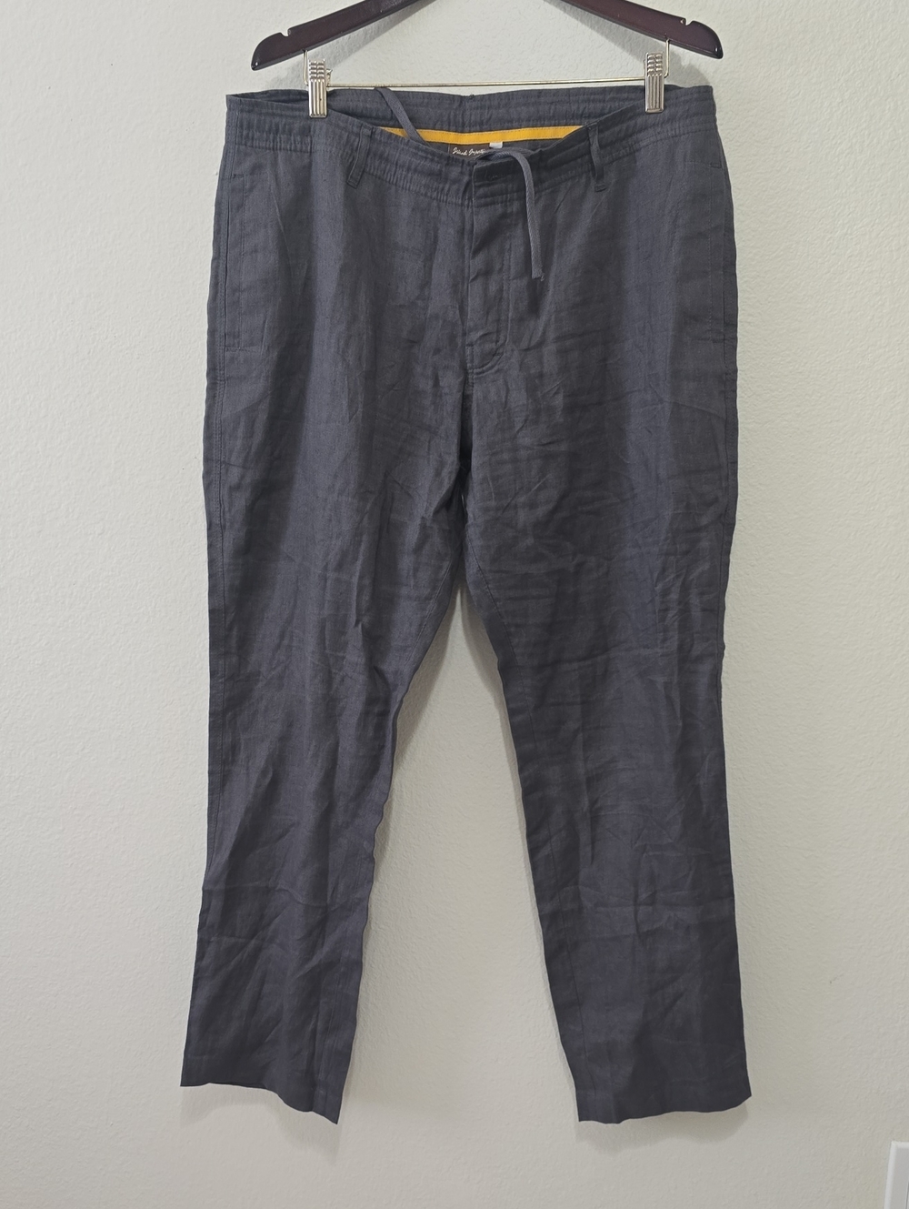 Island Importer‎ Men's Charcoal Drawstring Linen Blend Chinos 36